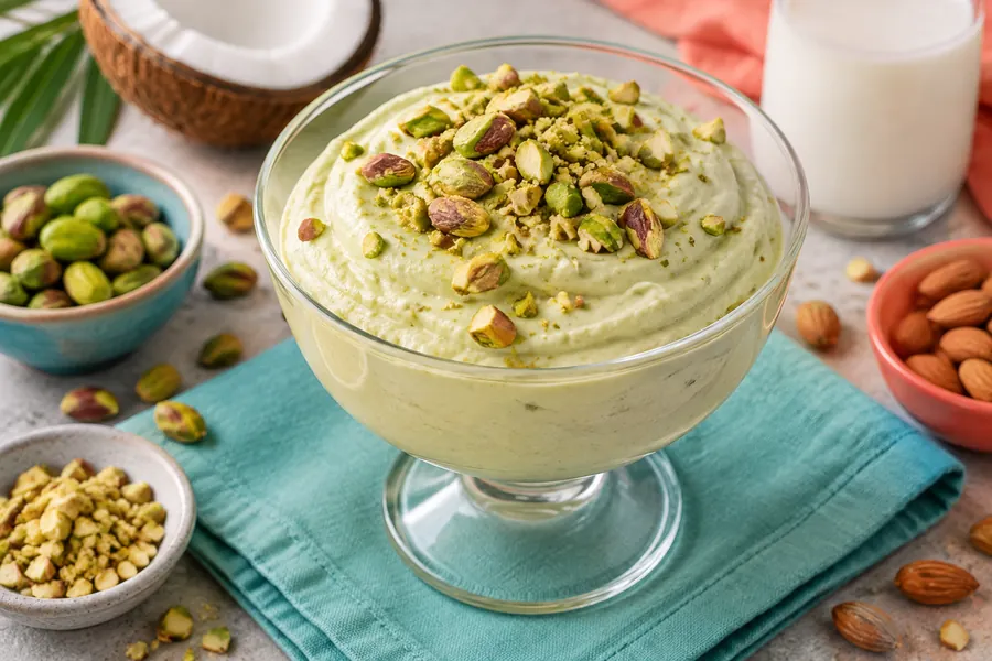 Mousse de pistacho y almendras