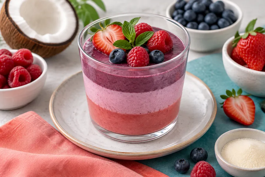 Mousse tricolorde frutos rojos (3 capas)