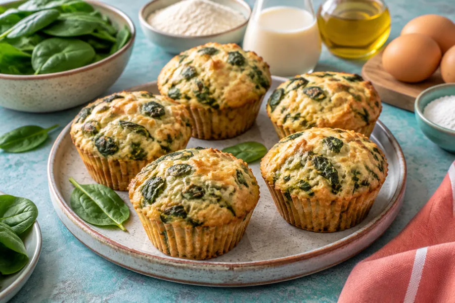 Muffins salados de espinaca y queso vegetal