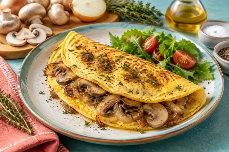 🍄Omelette de Champiñones y Cebolla Caramelizada