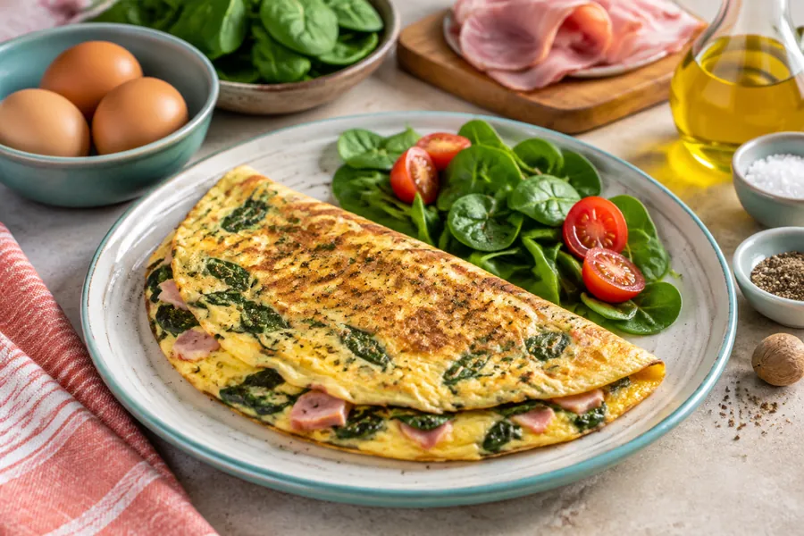 🥬Omelette de Espinaca y Jamón Natural