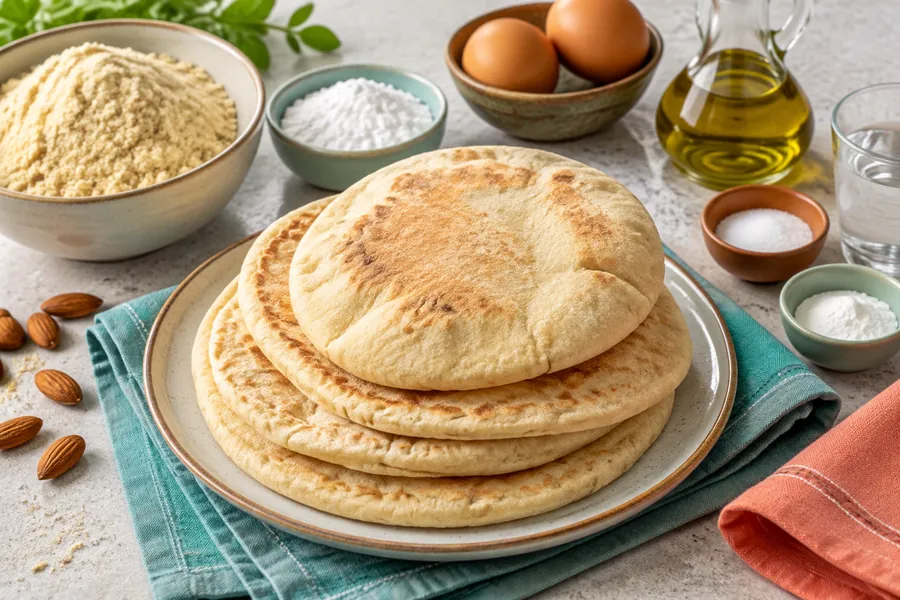 Pan árabe (pita) de harina de almendras