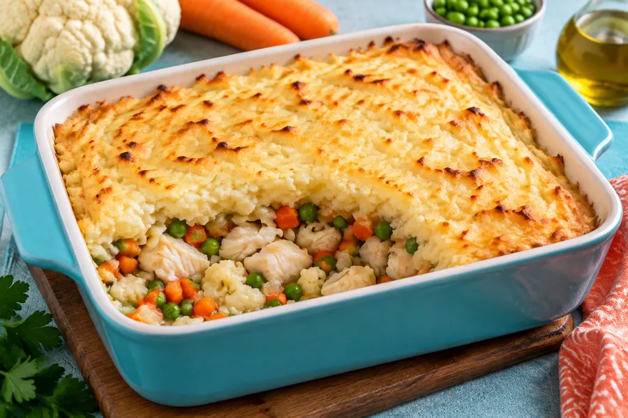 Pastel de pescado y vegetales