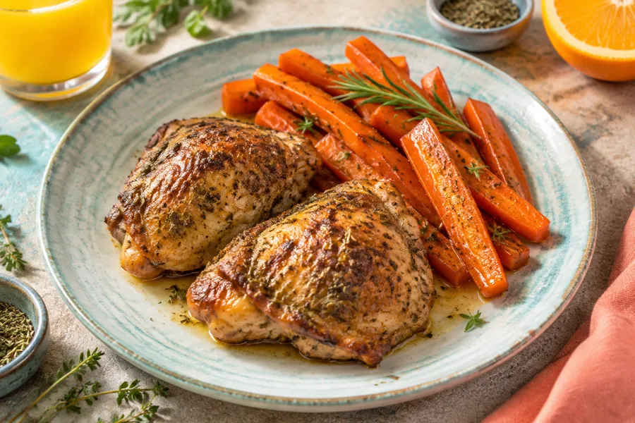 🍗Pollo a las Hierbas con Zanahorias Glaseadas