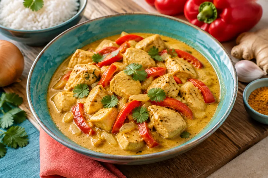 Pollo al curry con leche de coco