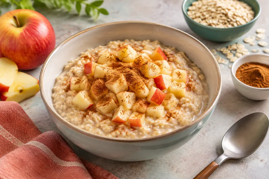 Porridge de avena con manzana  y canela