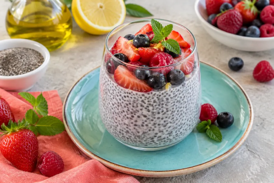 Pudding de chía con frutos rojos