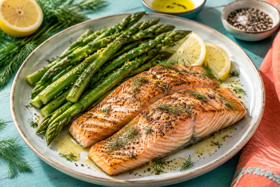 🐟Salmón a la Plancha con Espárragos al Limón