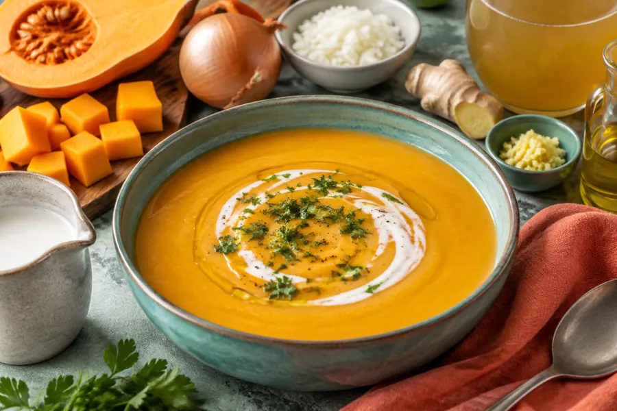 Sopa crema de calabaza y jengibre