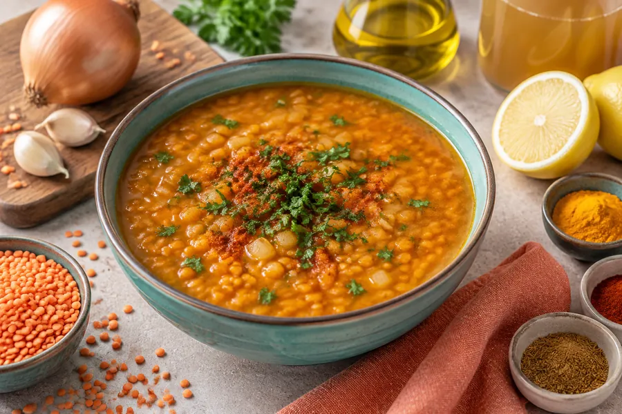 🌱Sopa de Lentejas Rojas con Limón