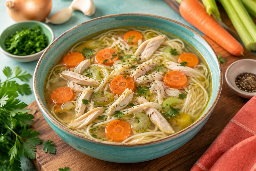 🍲Sopa de Pollo con Fideos y Verduras