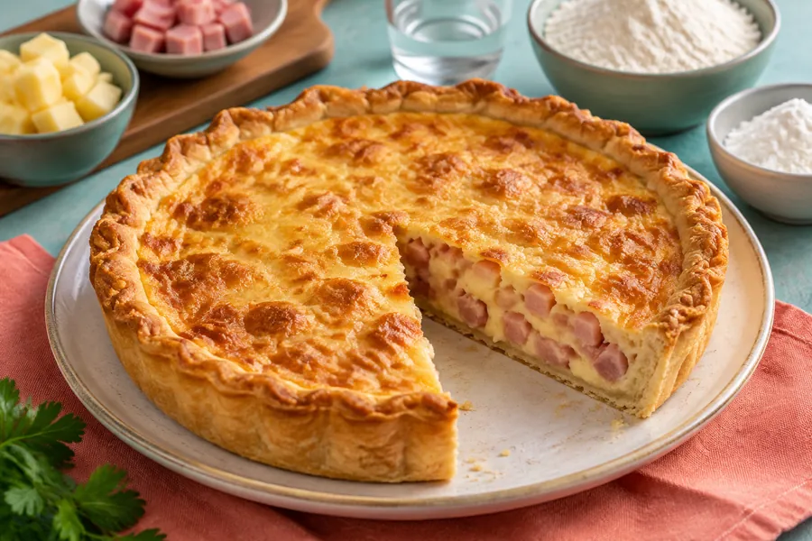 Tarta de jamón y queso sin harina de trigo