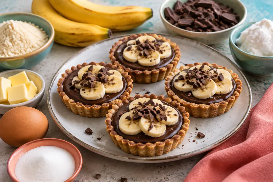 Tartaletas de banana y chocolate