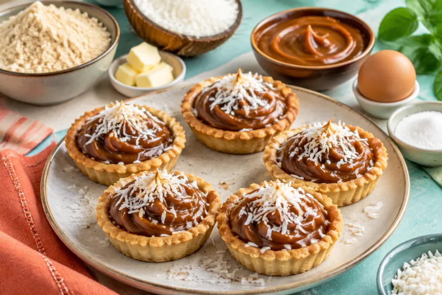 Tartaletas de coco y dulce de leche apto