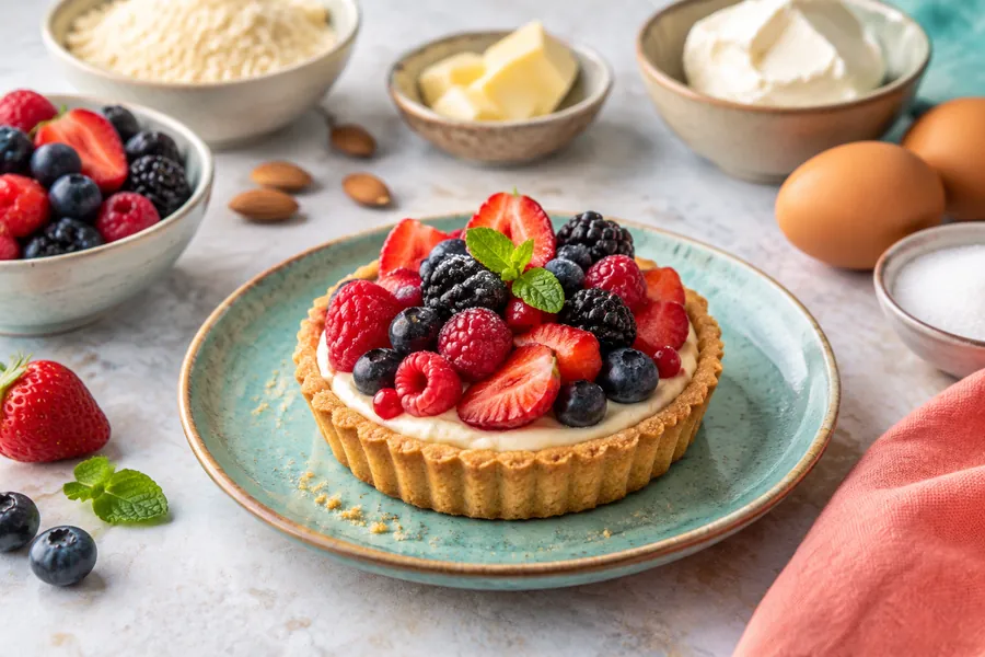 Tartaletas de queso y frutos rojos