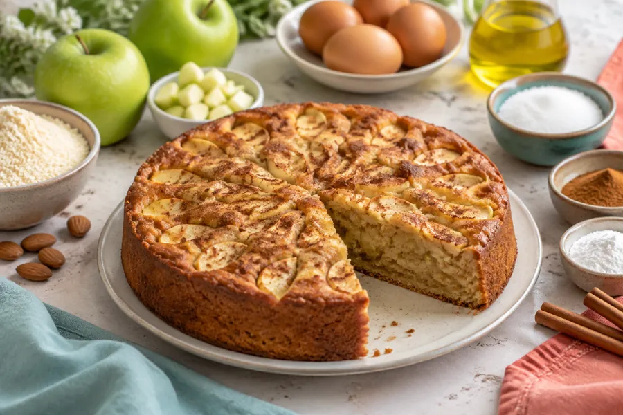 Torta de manzana  y canela con harina de almendras