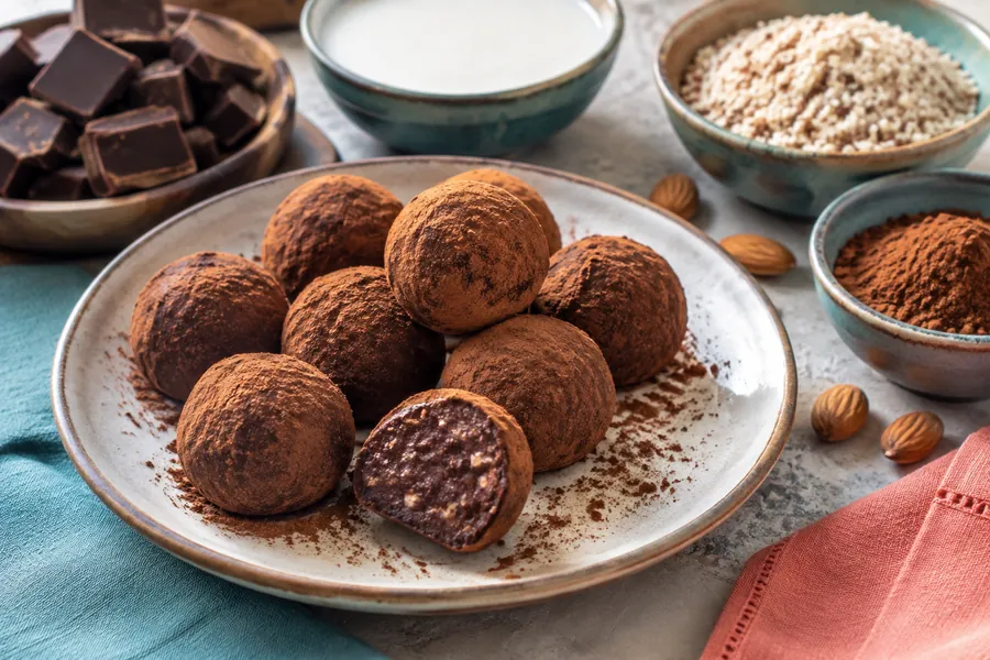 Trufas de chocolate y almendras