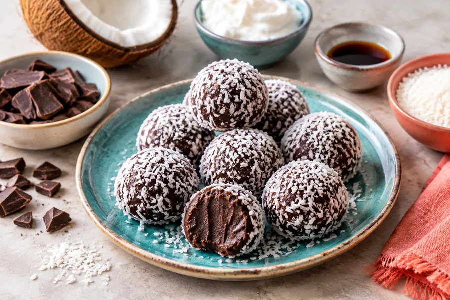 Trufas de coco y cacao sin azúcar