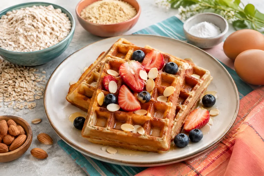 Waffles de avena y almendras