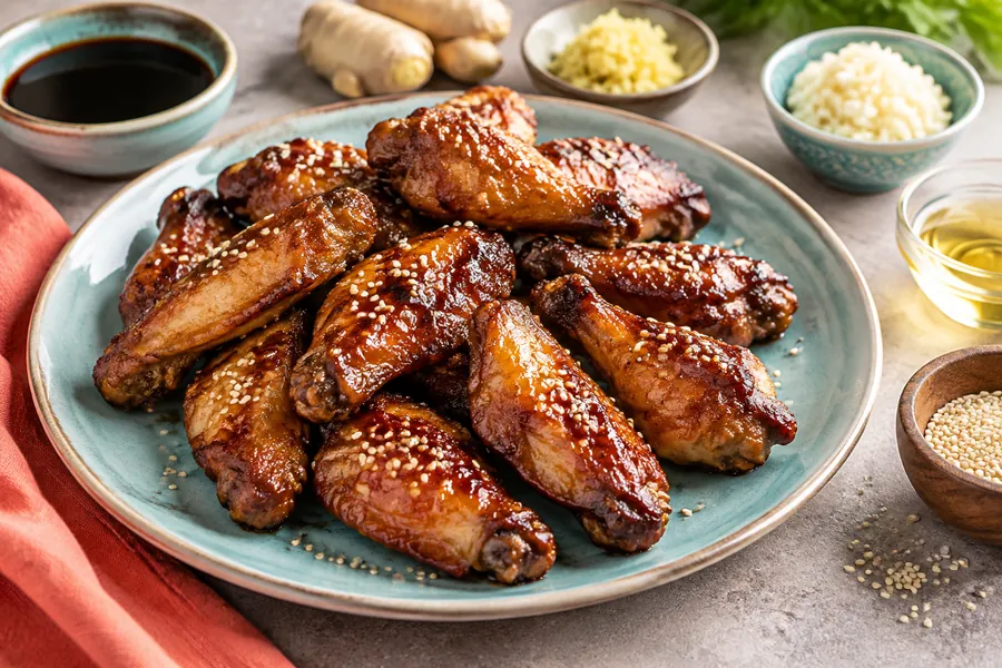 Wings de pollo al horno estilo asiático