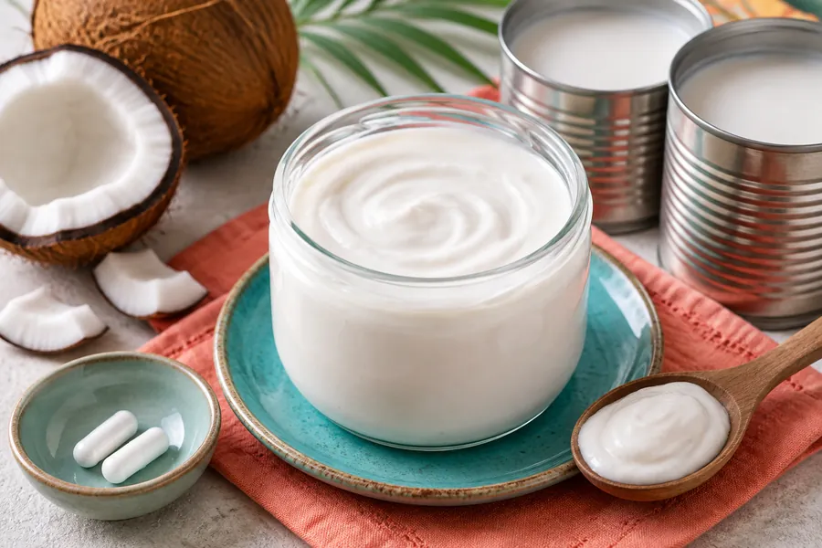 Yogur casero de coco sin lactosa